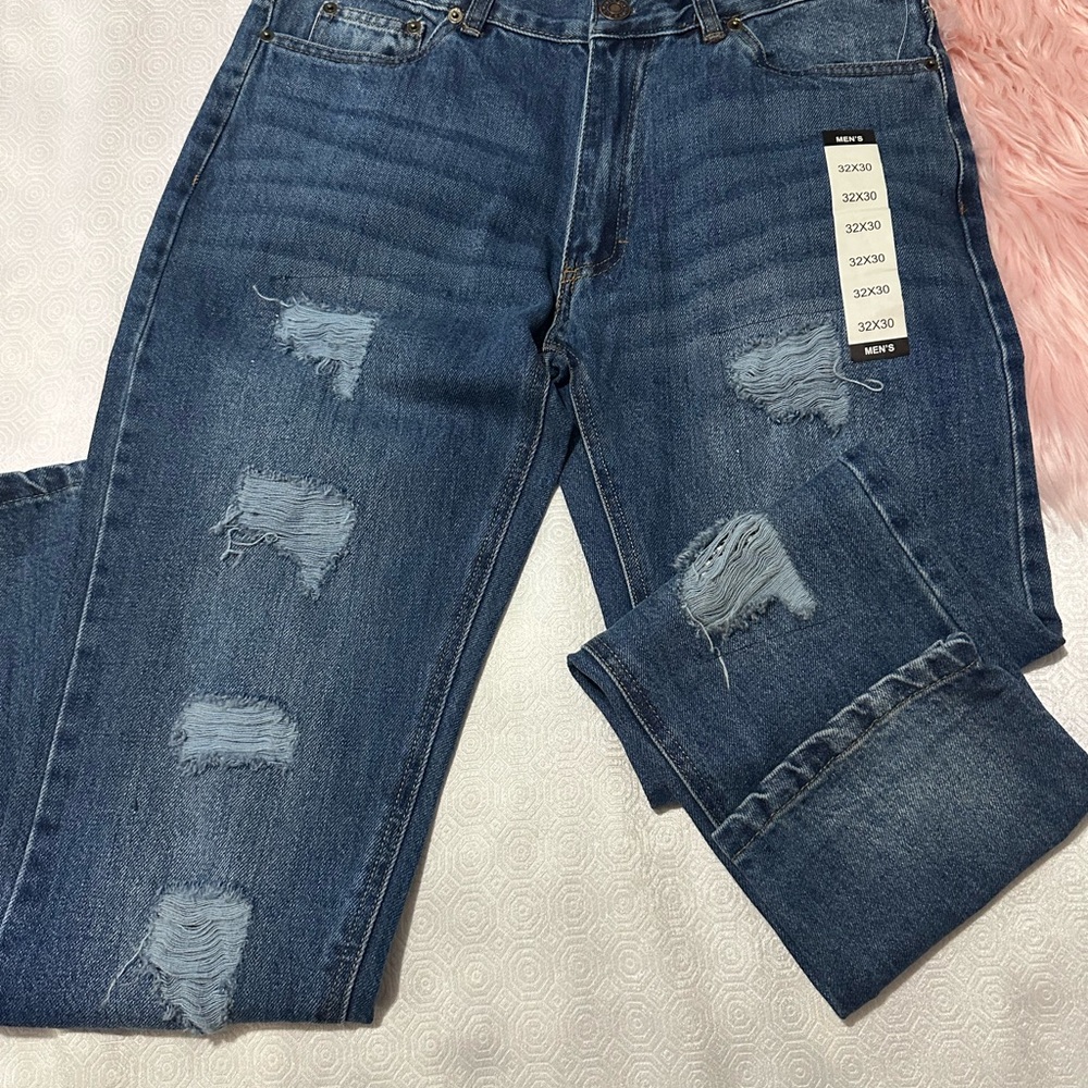 Old Navy Blue Distressed Boyfriend Jeans
